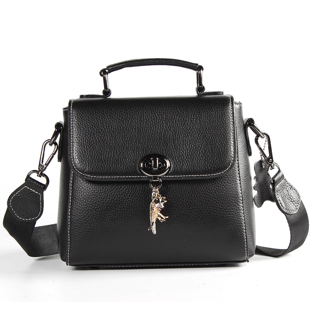 2019 Casual Genuine Leather Women's Bag Solid Color Tote Bag First Layer Cowhide Crossbody Bag Double Shoulder Strap Handbag