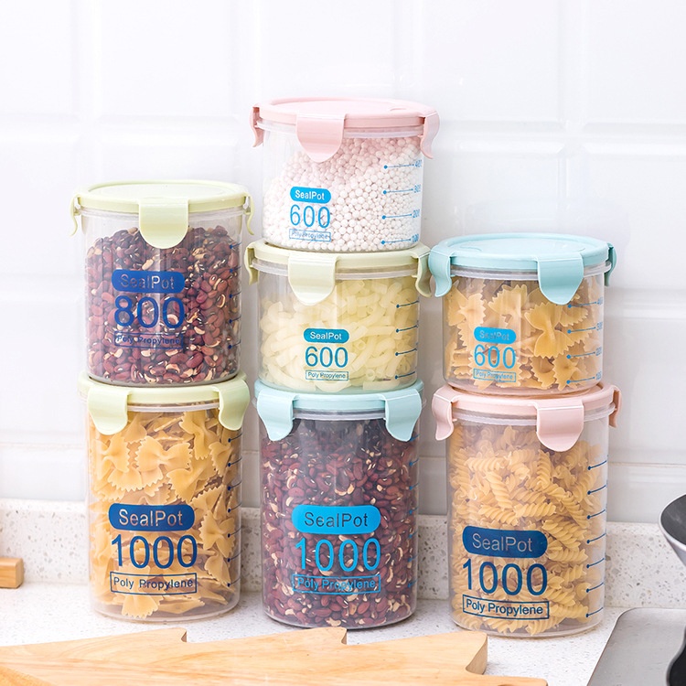 F502 Kitchen Transparent Food Preservation Sealed Jar Storage Jar With Lid Plastic Grain Storage Jar Snack Storage Box