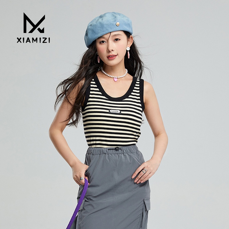 German Velvet Knitted Camisole Vest For Women In Autumn And Winter,Thickened Thermal Underwear,Slimming Bottoming Striped Top For Women