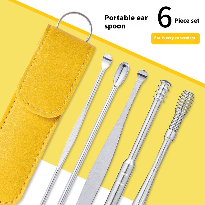 Ear Pick Set Ear Pick Artifact Japanese Spiral Wet Buckle Professional Adult Home Stainless Steel Ear Pick Tool
