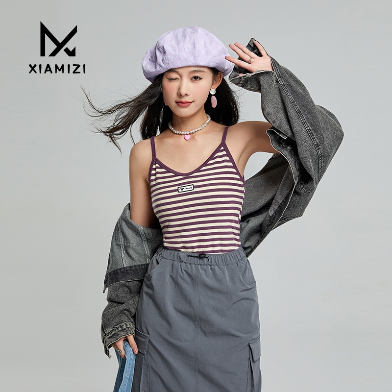 Autumn And Winter Sexy Small Camisole For Women,V-neck Tube Top For Inner Wear,Beautiful Back Bottom,Striped Warm Heating Top