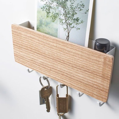 Japanese Style Wall Mounted Key Rack,Punch-free Hook,Key Rack,Multifunctional Solid Wood Sundries Storage Rack