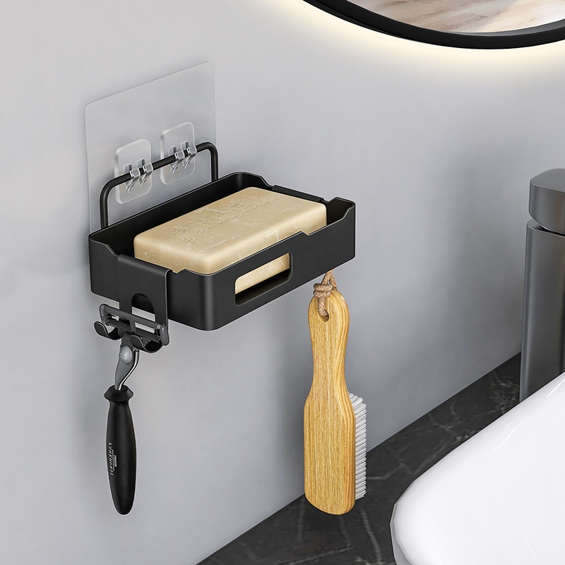 Bathroom Creative Stainless Steel Punch-free Wall-mounted Soap Tray Drain Soap Rack Bathroom Soap Box