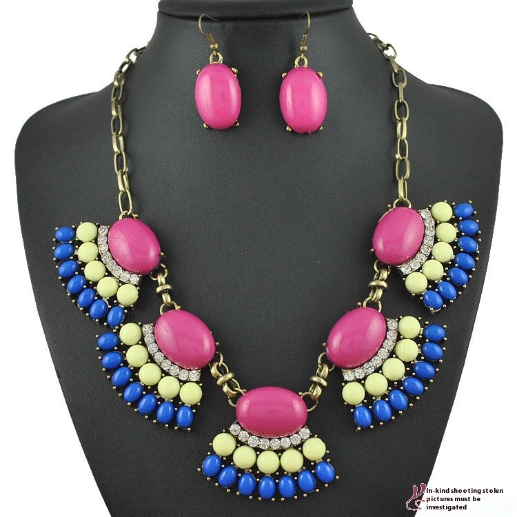 European And American Necklace Combination With Earrings Set JRCJewelry Women's Accessories