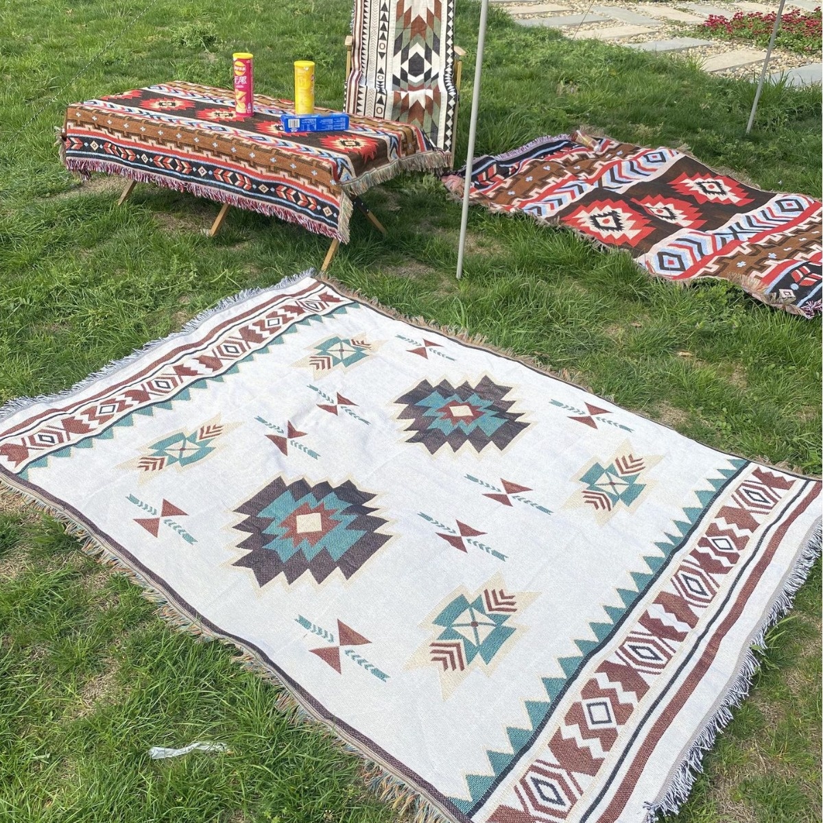 Picnic Mat Style Camping Blanket Tent Mat Outdoor Folding Table Layout Atmosphere Decoration Essential