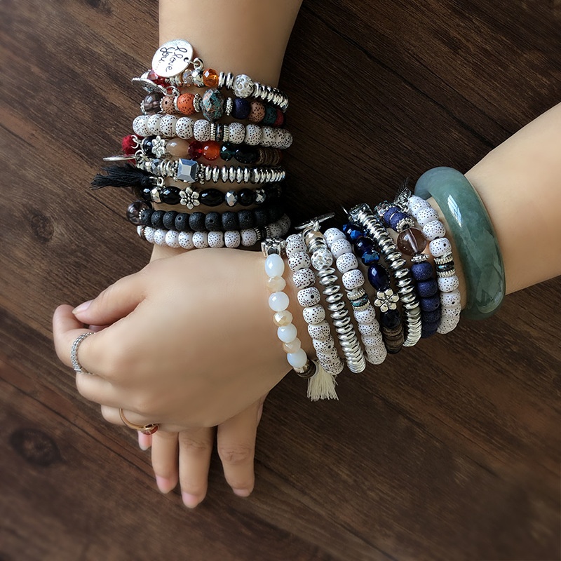 Foreign Trade European And American Angel Wings Bracelet Retro Beaded Multi-layer Star And Moon Bodhi Seed Bracelet Bracelet Female