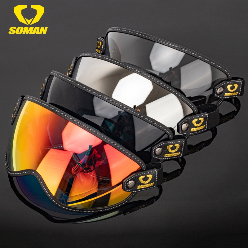SOMANRetro Motorcycle Off-road Helmet Windshield Harley Motorcycle Mirror Strap-on Lens T7 Universal Lens