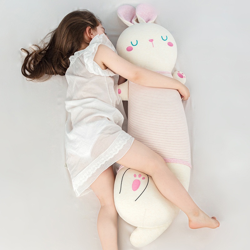 Pure Cotton Rabbit Long Sleeping Pillow With Legs Clamped Bedroom Children's Pillow Sleeping Special Cartoon Can Be Disassembled And Washed To Comfort