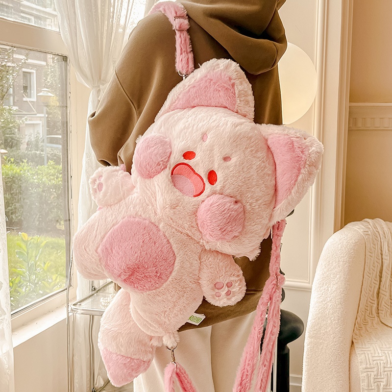 Esde Dudu Miao Backpack Plush Backpack College Student Travel Girls Going Out All-match Doll Bag Schoolbag