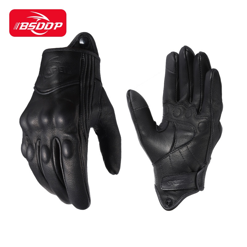 BSDDPSheepskin Gloves Full Finger Off-road Motorcycle Racing Anti-fall Breathable Touch Screen Gloves Men's