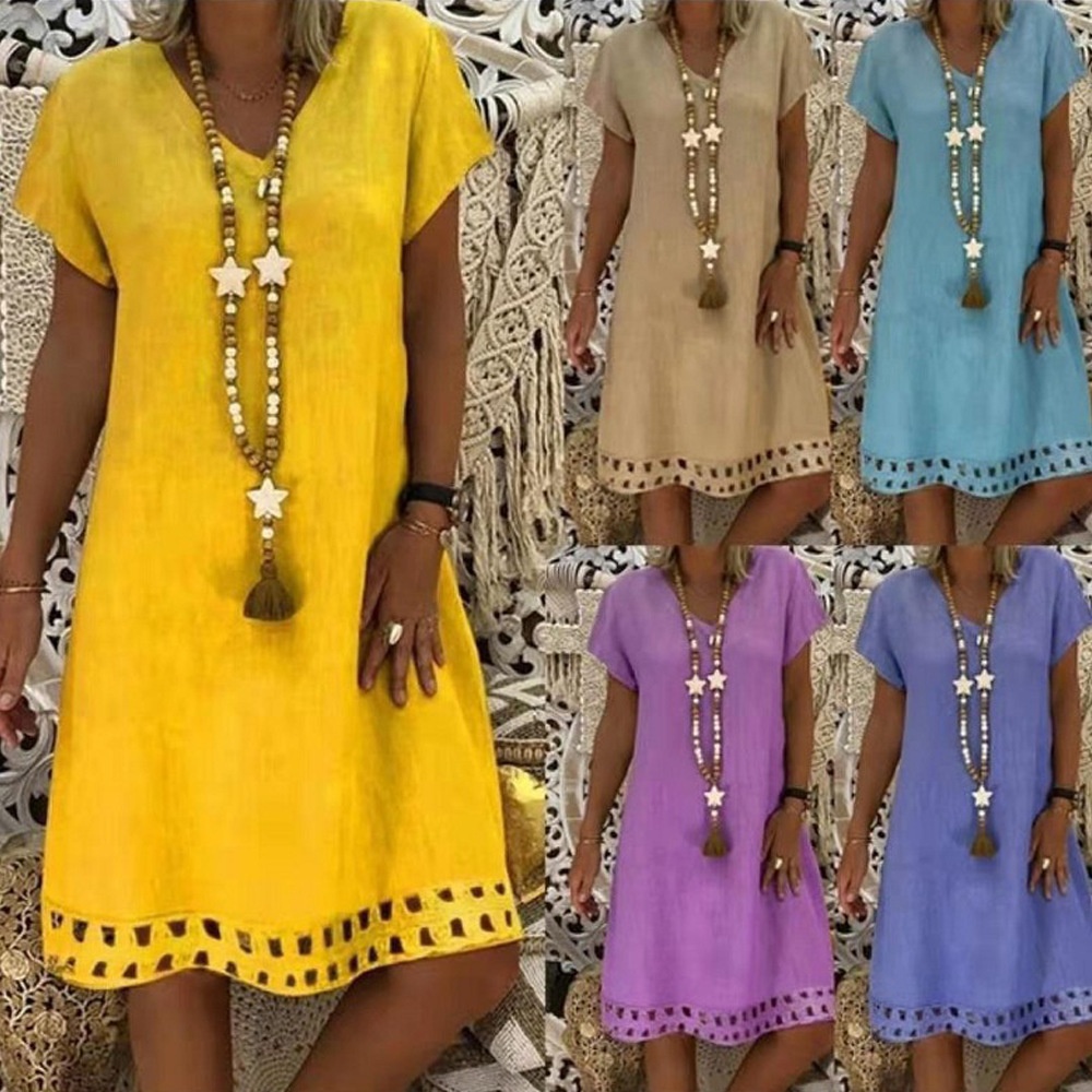 V-neck Long Short-sleeved Dress Accessories Necklace Wooden Beads Tassel Drop Sweater Chain