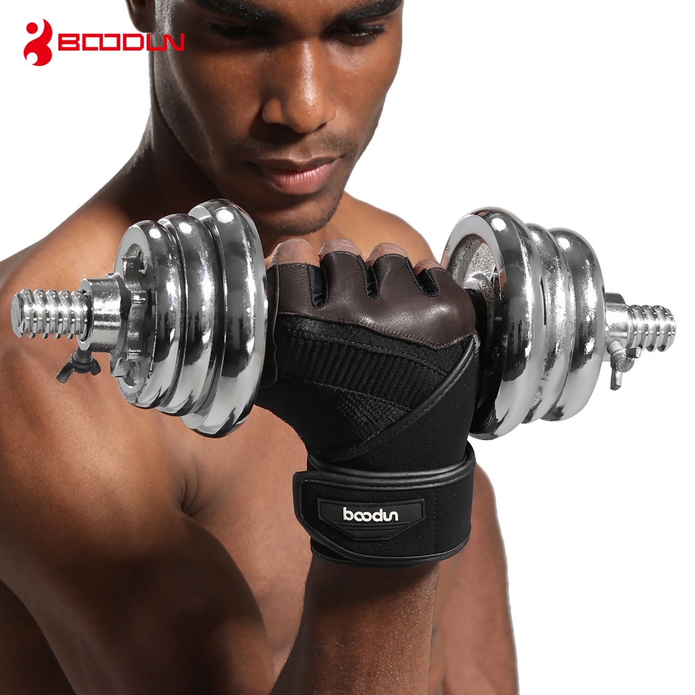 BOODUN/Boton Fitness Gloves Half-finger Deerskin Extended Wrist Sports Glovess