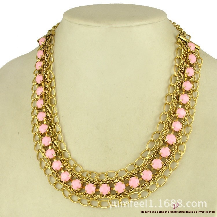 Yiwu Jewelry Fashion Retro Necklace Chain Edge Beaded Wide Edge Necklace N1537