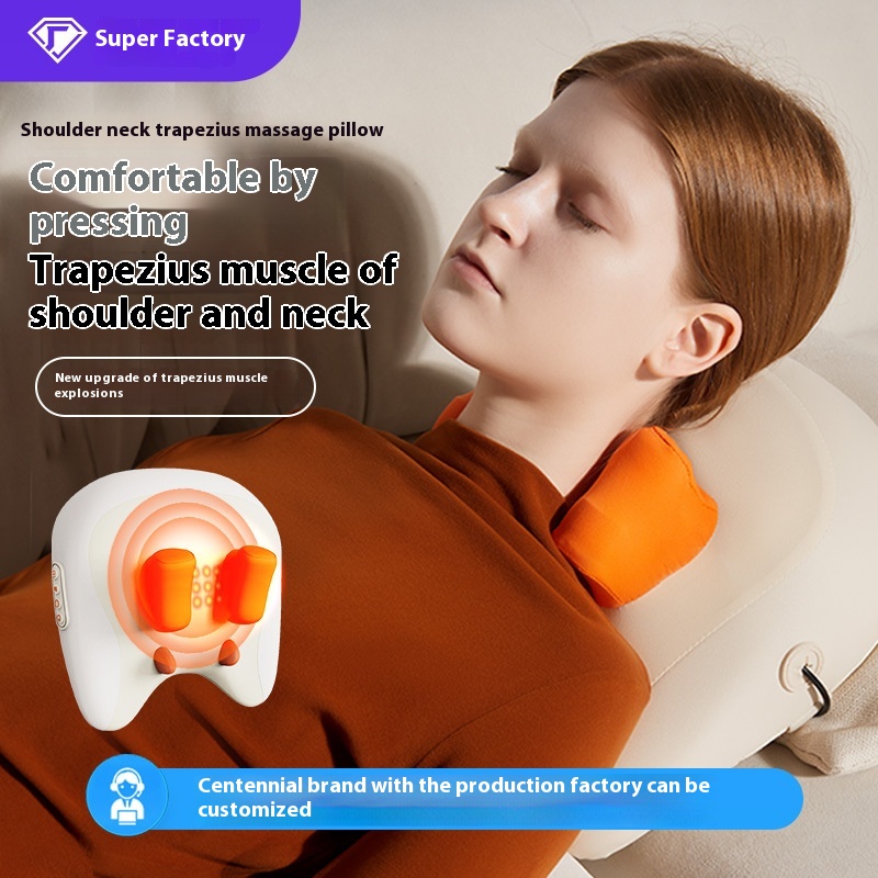 Trapezius Massager Neck Kneading Shoulder Hot Compress Kneading Household Rechargeable Shoulder And Neck Cervical Massage Pillow