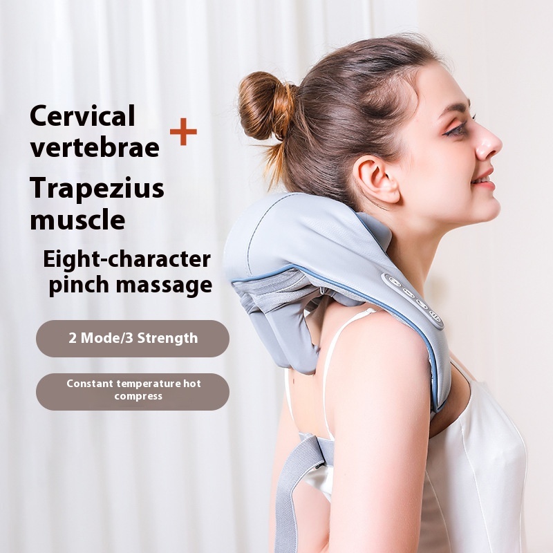 Trapezius Hot Massager Shoulder And Neck Massage Shawl Gray Electric Kneading Neck Massager