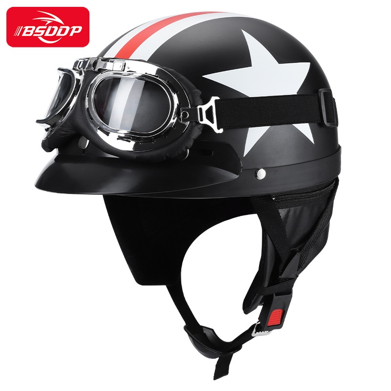 SMotorcycle Harley Helmet Men And Women Four Seasons Electric Motorcycle Helmet Summer Retro Riding Half Helmet