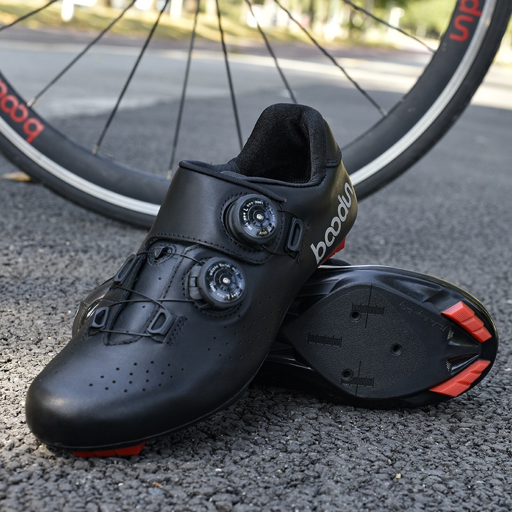 BOODUNNylon Outsole Road Cycling Shoes Night Reflective Leather Material Lock Shoes