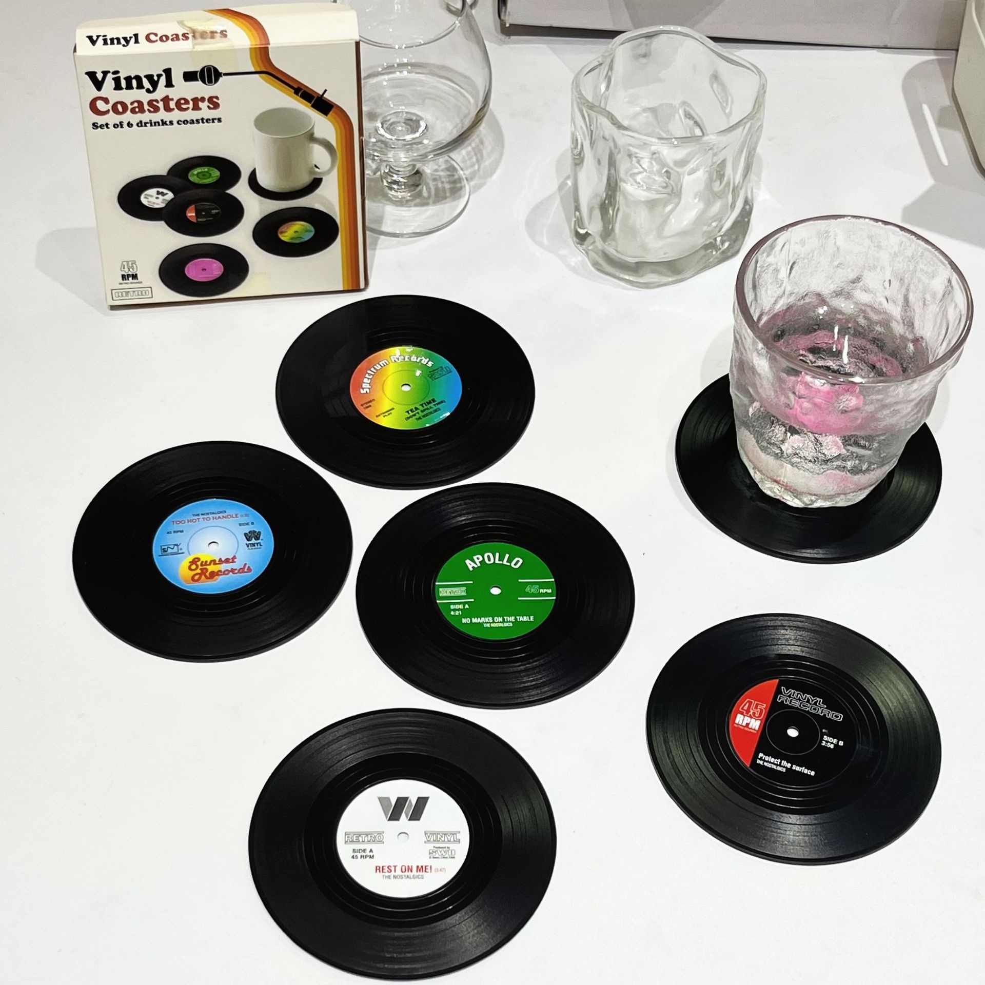 Retro Record Coasters Vinyl Placemats Retro Vinyl Coffee Coasters Anti-slipulation Pads Round
