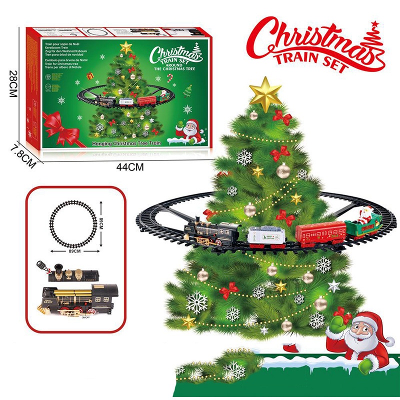 Remote-Controlled Steam Train:Christmas Tree Track Car With Lights And Music,Train Decoration Toy