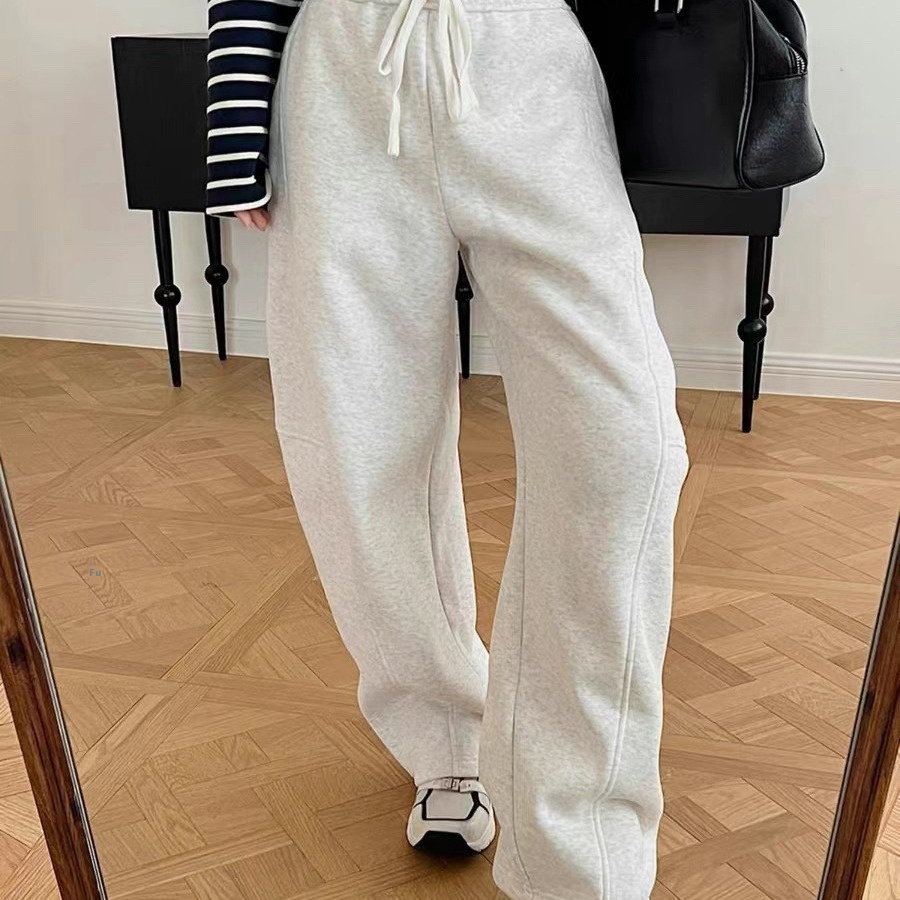 Style Casual Sports Slim Three-dimensional Sweater Trousers Female Niche Curved Banana Pants Loose Drawstring Sweatpants
