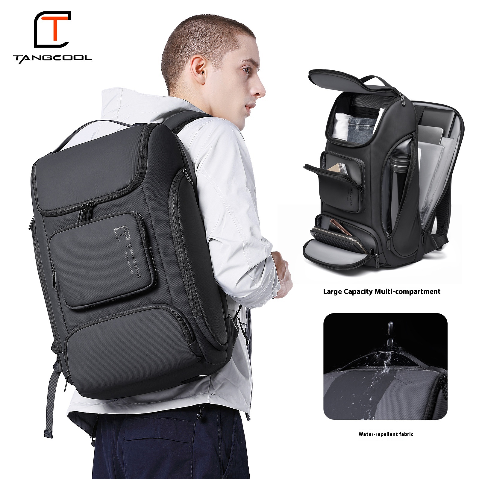 Men's Backpack Fashion Commuting Business Computer Backpack Multi-function Large Capacity Travel Backpack Men