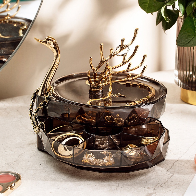 Swan Dream Desktop Jewelry Box Large Capacity Earrings Jewelry Storage Box Home Storage Rack
