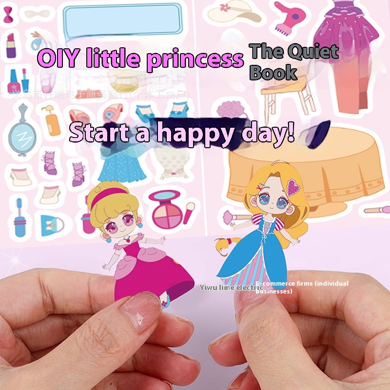 3 DThree-dimensional Sticker Book Free Cutting Girl Cartoon Cute Handbook Sticker Material DIYHandmade Dress-up Toy Sticker