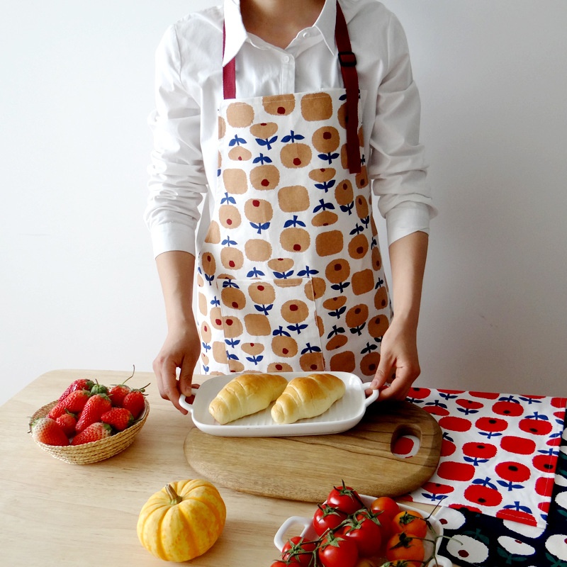 Apron Nordic Style Adult Apron Cotton Home Print Adult Apron