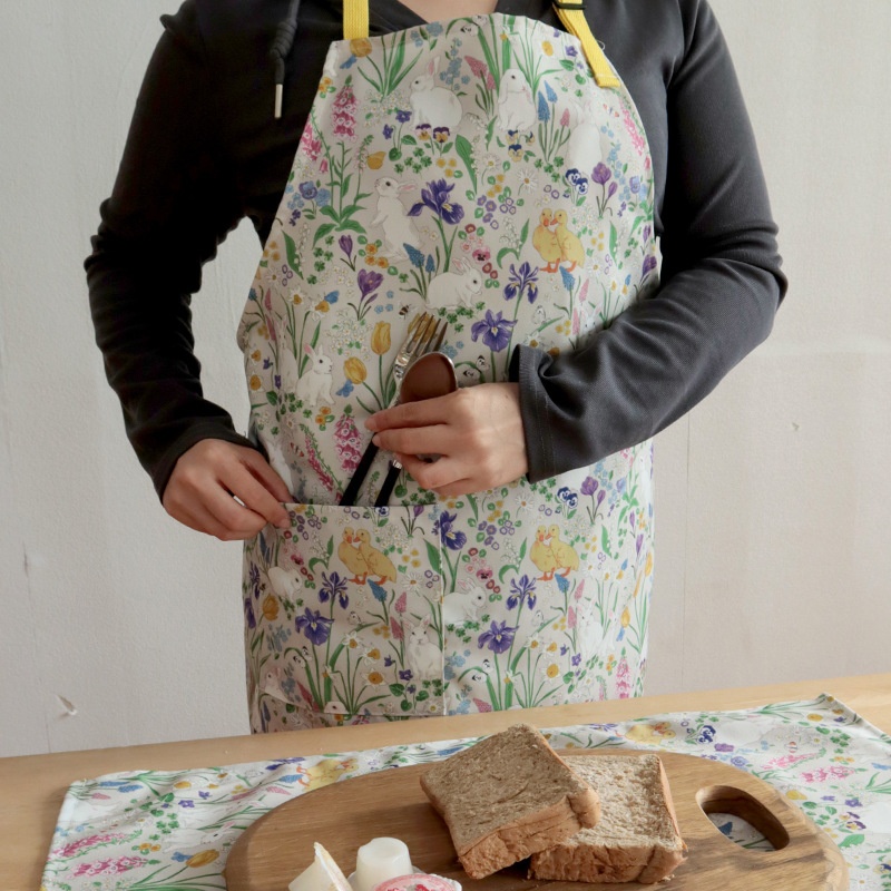 Apron Waterproof Apron Style Polyester Printed Apron Home Kitchen Oil-proof Apron