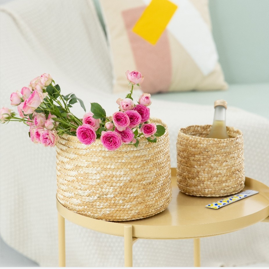 Straw Storage Basket Toy Desktop Cosmetic Storage Basket Home Souvenir Living Room Storage Box Bucket Packaging Gift Box