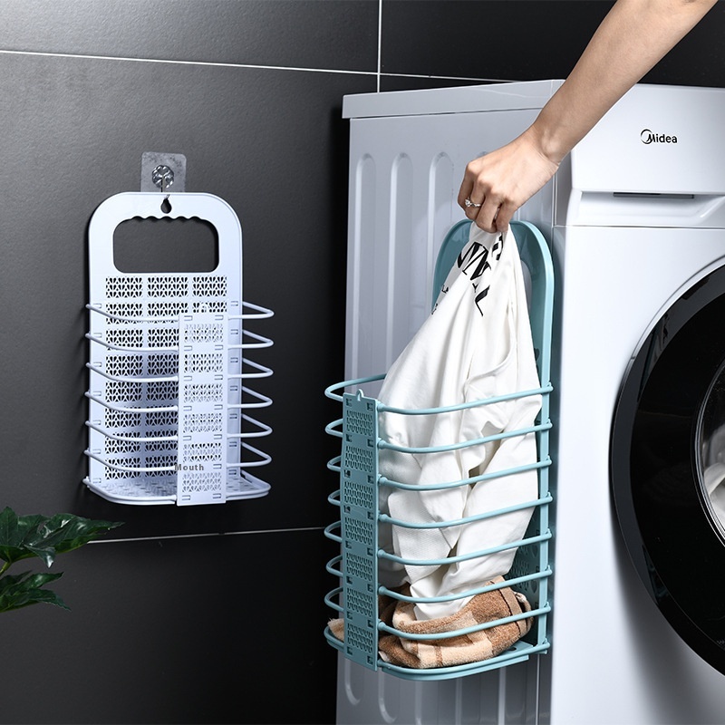 Dirty Clothes Basket Foldable Laundry Basket Dirty Clothes Storage Basket Net Celebrity Style Bathroom Wall Hanging Household Storage Rack