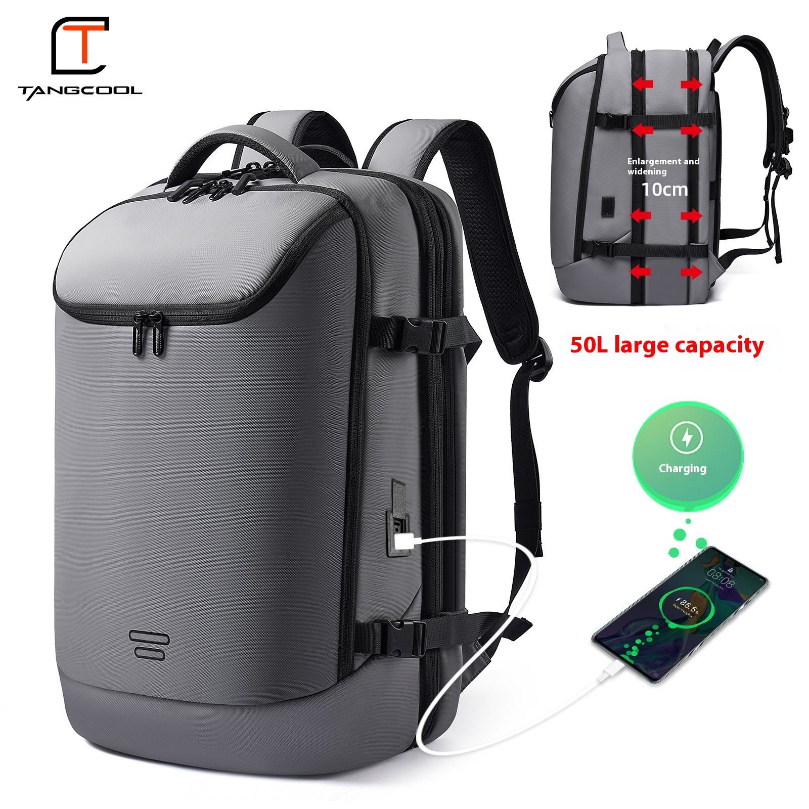 TANGCOOLStyle Backpack Men's Large Capacity Outdoor Travel Bag Fashion Business Computer Bag Expandable Men's Bag