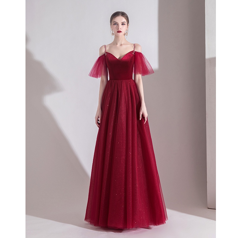 Toast Dress Bride Summer Red Suspender Dress Celebrity Temperament Banquet Party Long Dress Slim