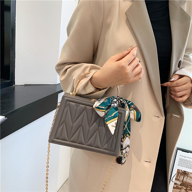 Foreign Trade Hand-held Box Small Square Bag Women Korean Fashion Diamond Chain Shoulder Messenger Bag