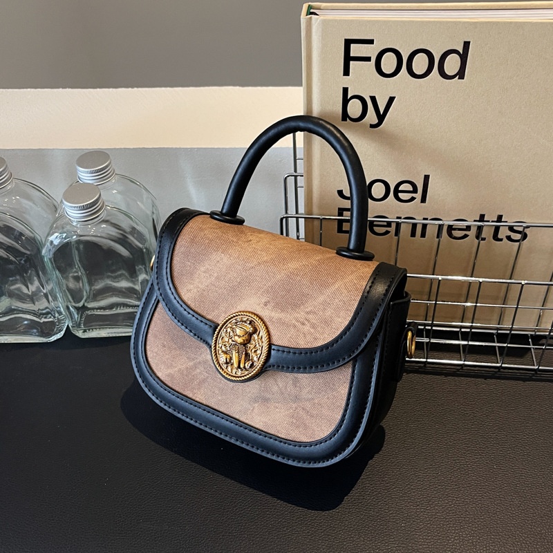 Bags For Women Korean Style Fashionable Contrast Color Hand-held Small Square Bag High-end Stylish Shoulder Messenger Bag