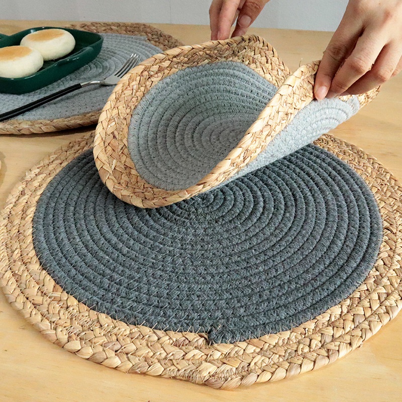 Mixed Woven Table Heatulation Placemat Plate Mat Gourd Grass Home Kitchenulation Pad