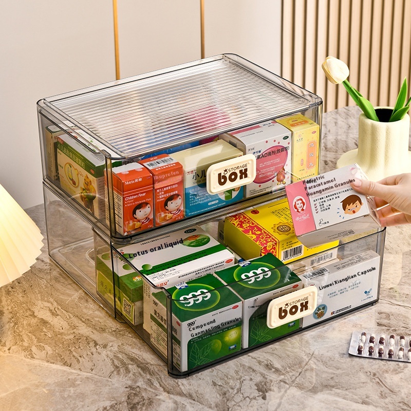 Medicine Box Transparent Household Drawer-type Medicine Storage Box Large Capacity Thick Sealed Moisture-proof Medicine Storage Box