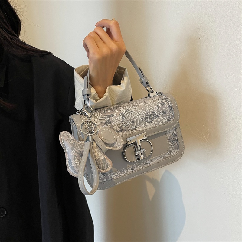 High-end Women's Small Square Handbag Korean Style Fashion Print Stylish Shoulder Messenger Bag