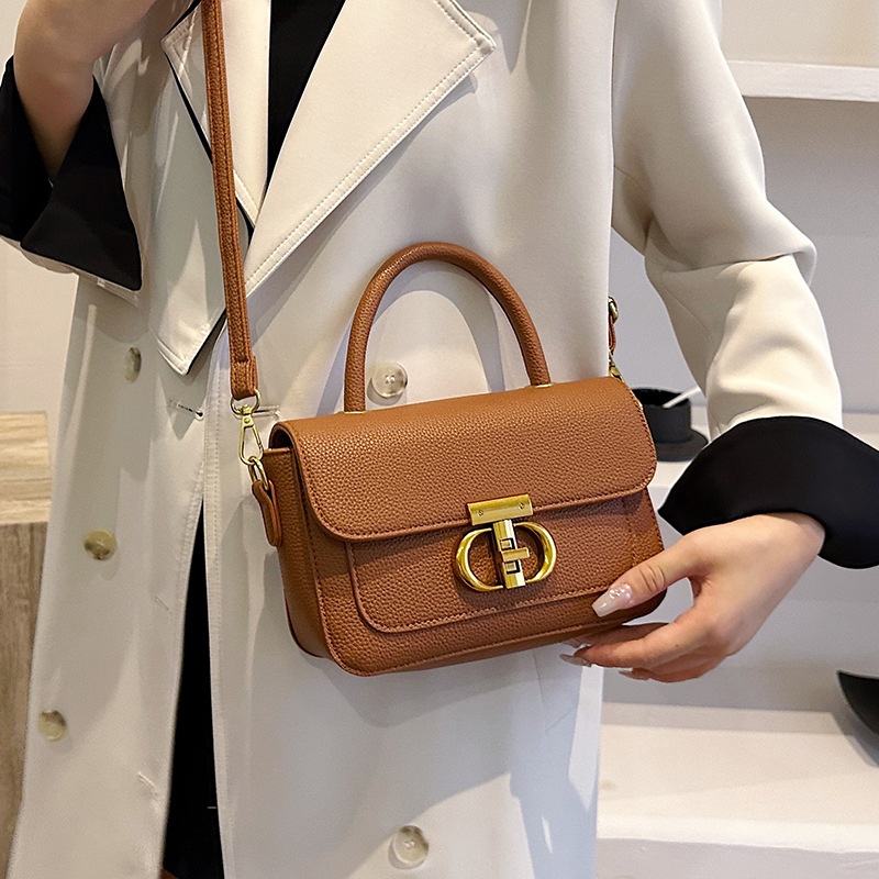 Niche Small Square Handbag For Womeny Fashion Lychee Pattern High-quality Textured Shoulder Messenger Bag