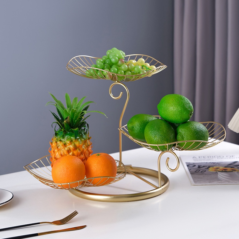 Nordic Iron Fruit Basket Creative Fruit Plate Three-layer Living Room Coffee Table Home Candy Dried Fruit Plate Dessert Shop Decoration