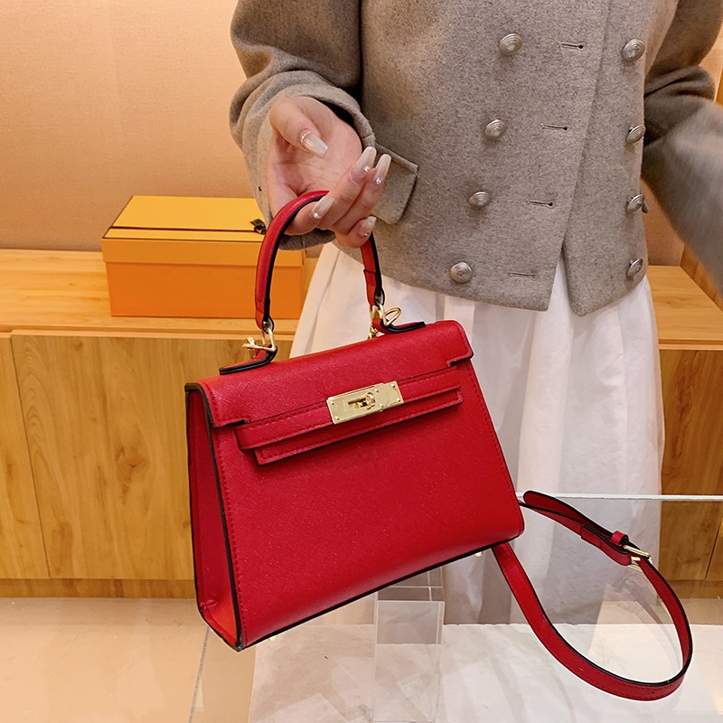 Bridal Wedding Bag Red Handbag Kelly Bag Female Style Fashion High-end Texture Shoulder Messenger Bag