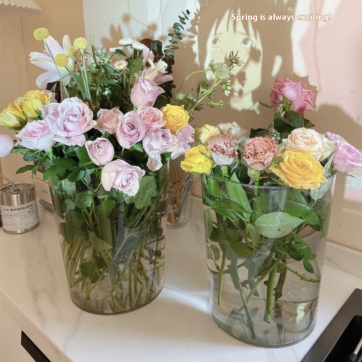 Wake-up Flower Bucket For Girls'Anniversary,Transparent Roses For Girlfriend's Birthday,Flowers,Flower Growing Bucket,Daily Necessities,Department Store,Life Good Things
