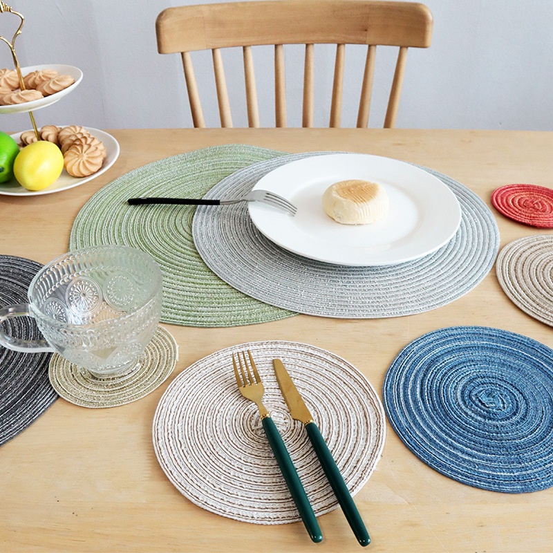 Nordic Style Home Dining Table Baking Food Background Roundulation Pad Imitation Cotton Yarn Placemat Western Placemat