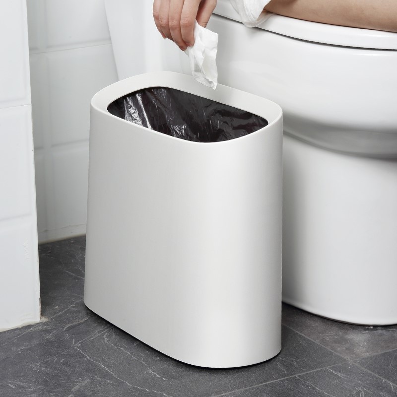 Cracked Trash Can Living Room Kitchen Toilet Bathroom Uncovered Narrow Crack Storage Bucket Creative Oblique Double Layer Wastebasket