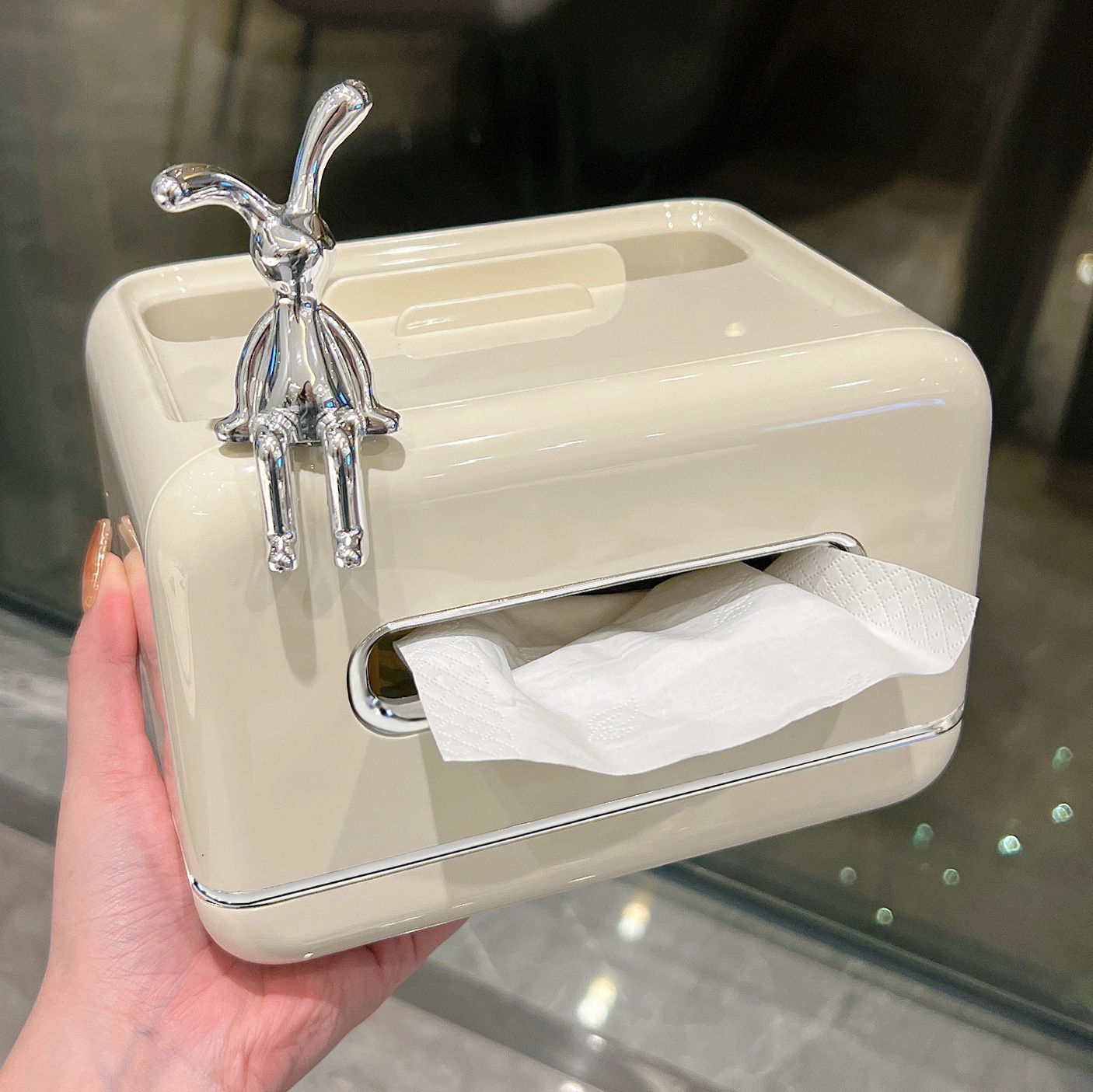 Household Tissue Box Living Room High-end Light Luxury Paper Box Creative Spring Dining Table Napkin Coffee Table Storage Box