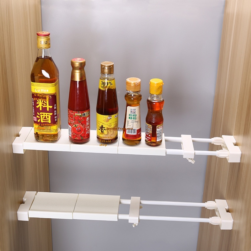 Kitchen Gap Storage Telescopic Rod Rack Layered Rack Windowsill Retractable Partition Sundries Storage Rack Interlayer Board