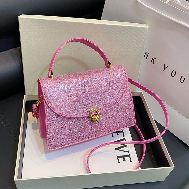 Foreign Trade Sequined Small Square Handbag Ladiesy Korean Version High-end Shoulder Messenger Bag