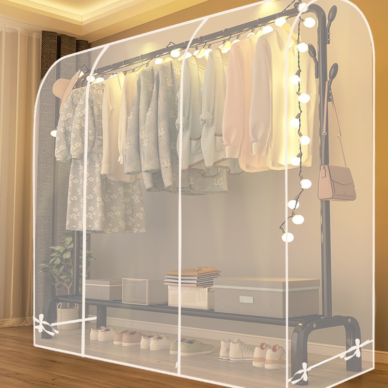 Translucent Floor-standing Clothes Suit Hanger Large PEVADust Cover Double Zipper Dust And Moisture-proof Cover One Piece For Dery