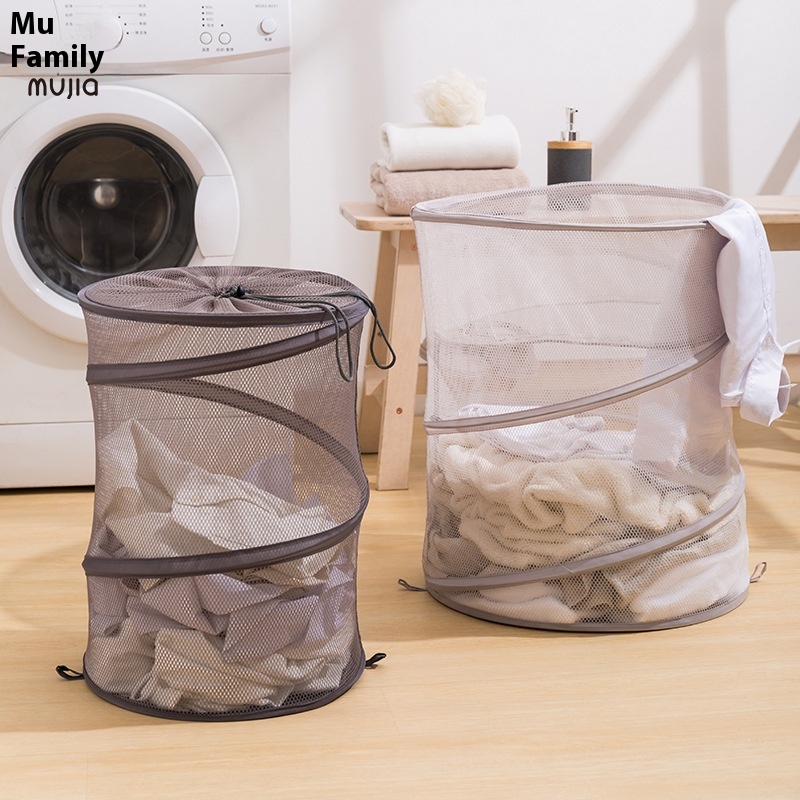 Dirty Clothes Basket Large Cylindrical Dirty Clothes Bucket Foldable Drawstring Dirty Clothes Basket Change Clothes Dirty Clothes Storage Basket