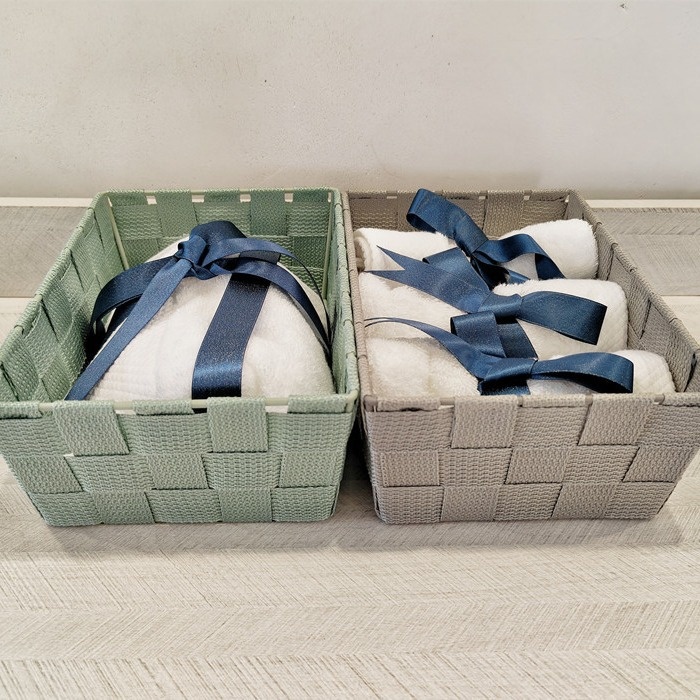 Multifunctional Polypropylene Ribbon Gift Basket Hand-woven Cosmetic Box Underwear Sundries Basket Desktop Storage Basket
